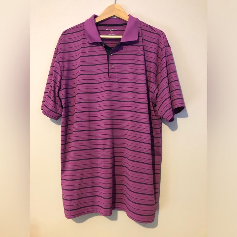 Tommy Armour Dri-Logic Men’s Large Purple Striped Polo Shirt